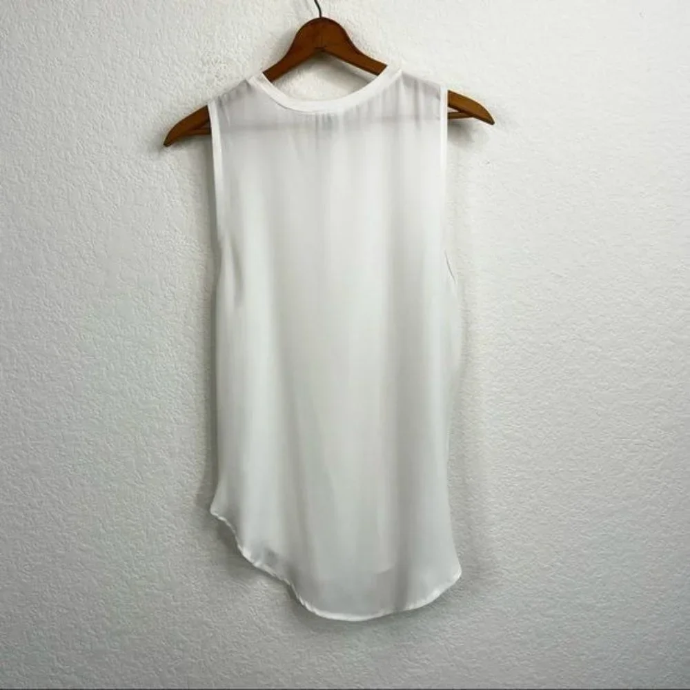 Haute Hippie Mixed Media White Shirttail Hem Tank Top/Cami - Picture 5 of 7